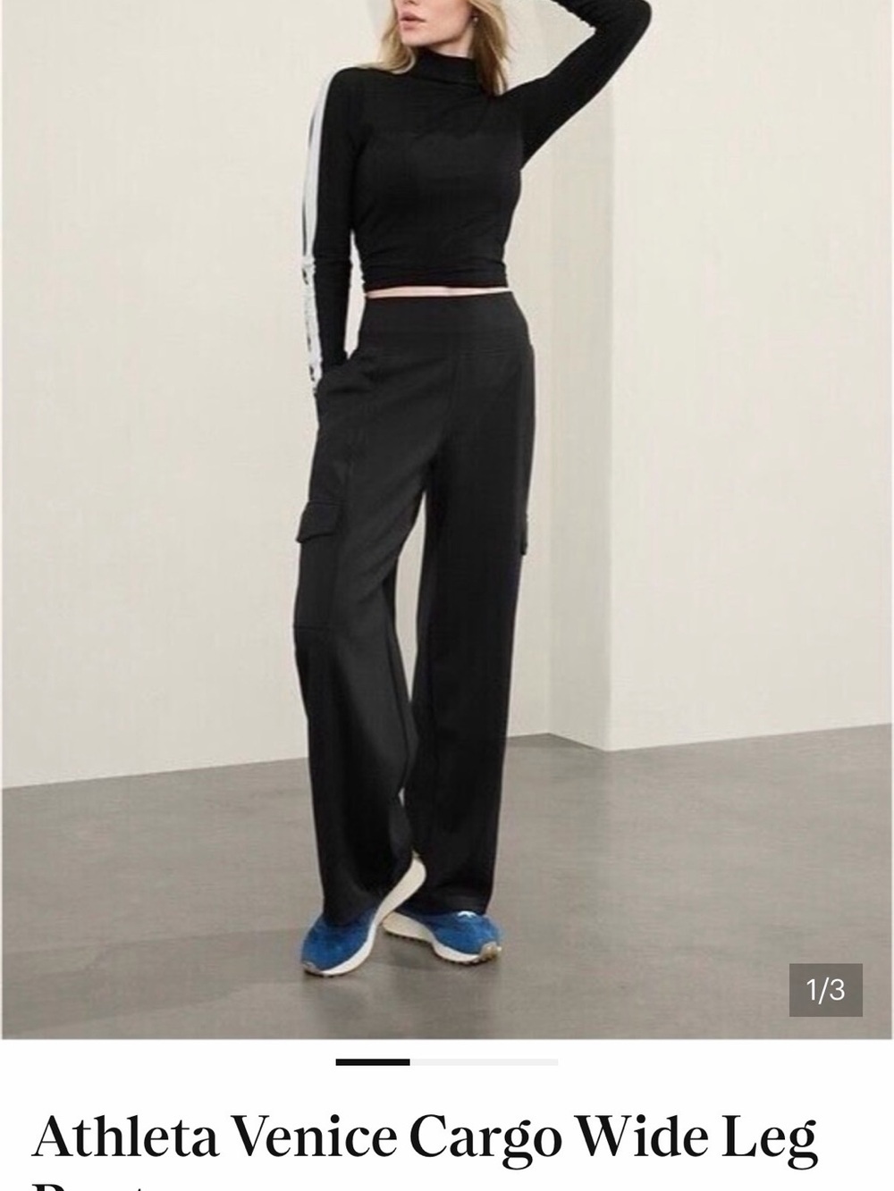 Athleta Black Wide-Leg Venice Cargo Pants